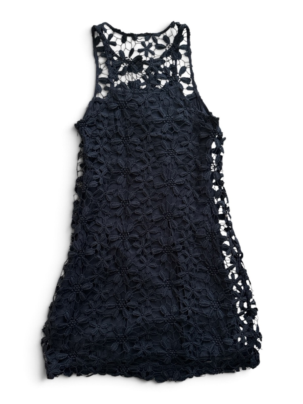 Hollister Navy Floral Crochet Sleeveless Dress